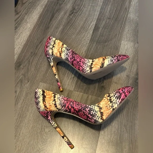 Multicolor Snakeskin Stiletto Heels - Picture 3 of 6